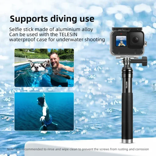 Aluminum Alloy Selfie Stick Monopod Tripod with 0.9M Extension for GoPro and Smartphones - Image 5