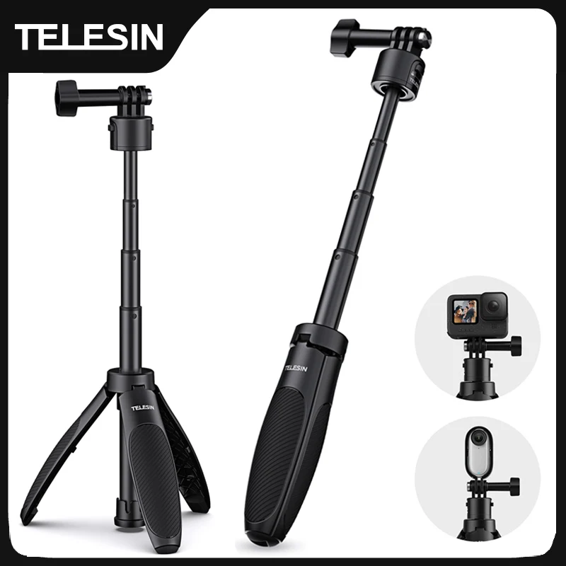 Mini Tripod Selfie Stick with Adjustable Length for GoPro Insta360 DJI Osmo Action Cameras