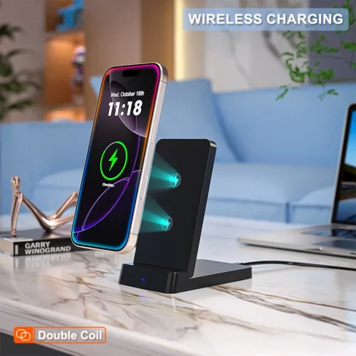 Alternative view of Wireless Charger Phone Desktop Folding Holder Stand For iPhone 16 15 14 13 12 Pro Max Samsung S24 Xiaomi Fast Charging Station