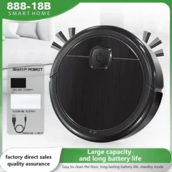 Smart Sweeping Robot Vacuum Mop with 4000pa Suction and Washable Mop for Pet Hair on Hard Floors