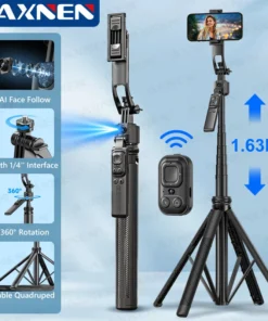 1630mm/64in C17 Tripod Selfie Stick 360° Auto Rotation Shooting Quadruped Phone Stand Face Track Bluetooth Remote Control Tripie