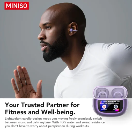 Wireless Bluetooth Earphones with Heart Monitor and Ear Clip Design for Active Users - Image 6