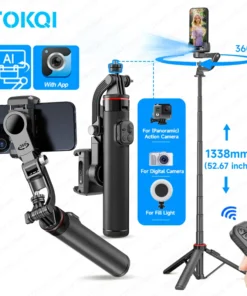 C22 AI Face Tracking Handheld Gimbal Stabiliser 360° Rotation Shoot Selfie Stick Tripod for Mobile Phone, 1/4'' Screw for Camera