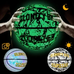 Leather Basketball with Glowing Design for Youth in Size 5/6/7 for Indoor and Outdoor Play