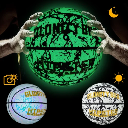 Glowing Basketball Leather Luminous Wear-Resistant Ball Size 5/6/7-27.5/28.5/29.5'' For Youth,In&Outdoor Basketball Night Game
