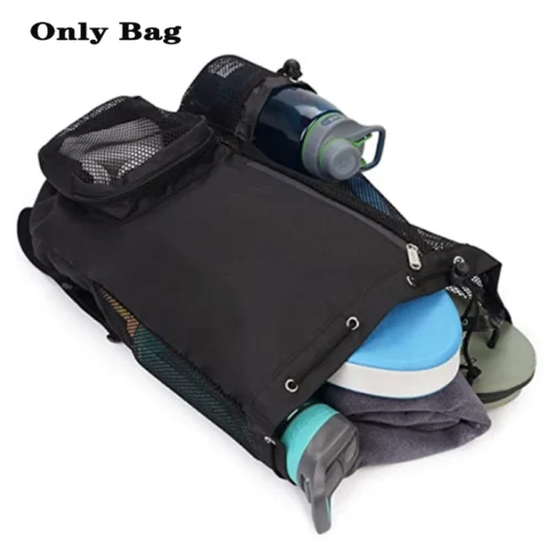 Alternative view of Swim Bag Mesh Drawstring Backpack with Wet Pocket Multipurpose Beach Backpack for Swimming, Gym, and Workout Gear