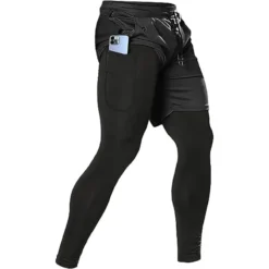 Men's Athletic Training Pants with 2-in-1 Design and Adjustable Waistband