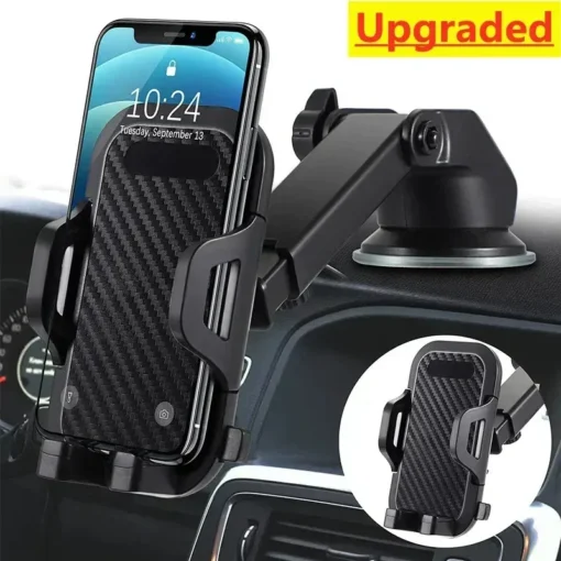 Car Phone Holder with 360° Rotation and Secure Mounting for Smartphones - Image 4
