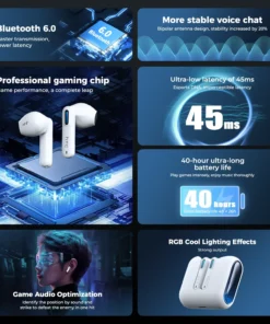 Alternative view of HTC NE49 Wireless Headphones Earphones Bluetooth V6.0 TWS In-Ear Comfortable Earbuds Ultra low latency AI Translator Earbuds