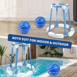Alternative view of Floating Pool Basketball Game with Durable Hoop and Ball for Family Fun