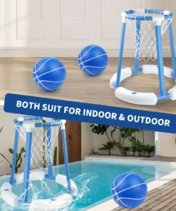 Alternative view of 360° Floating Pool Basketball Game, Includes Hoop, Basketball, and Inflator - Available in Red or Blue, Christmas/Halloween Gift