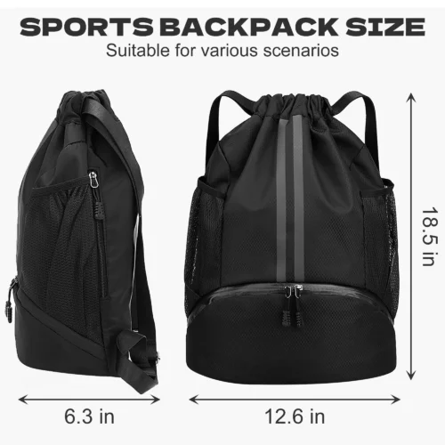 Alternative view of Basketball bag, swimming bag, dry wet separation women's storage bag, sports backpack, training and fitness drawstring backpack