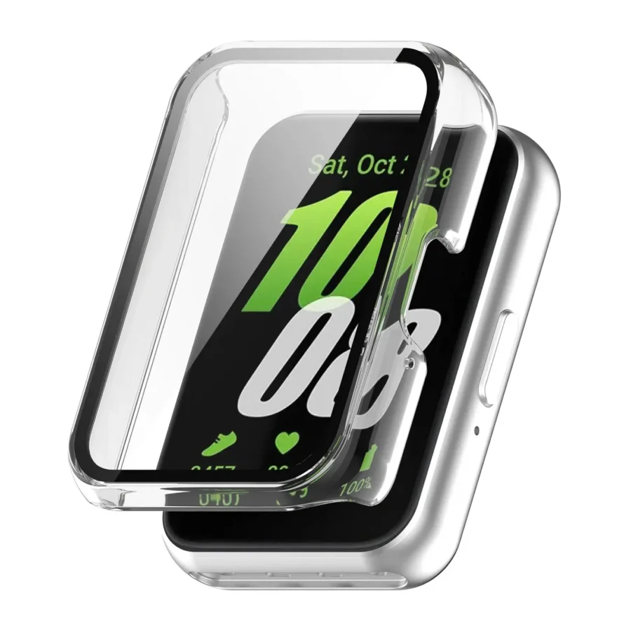 Watch Case Compatible for Samsung Galaxy Fit3, Protective PC Frame Face Cover Built-in Tempered Glass Screen Protector, Scratch - Image 3