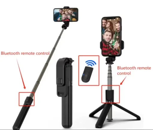 Bluetooth Selfie Stick Tripod with Phone Holder for Outdoor Travel 3 in 1 Use - Image 5