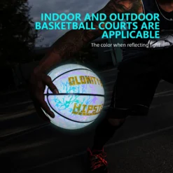 Alternative view of Leather Basketball with Glowing Design for Youth in Size 5/6/7 for Indoor and Outdoor Play