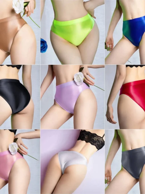 Women's Stretchy Solid Color Shorts with Transparent Shiny Finish - Image 3