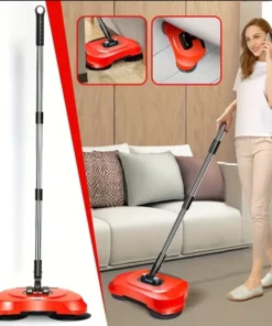 360° Hand Push Sweeper Vacuum Cleaner Sweeping and Mopping All-in-one Machine Broom Dustpan Combination for Home Office Cleaning