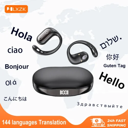 Real-time Translation Headphones 144 Languages Translator Wireless Earbuds Low Latency Bluetooth Headsets for Travel Business