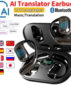 3 in 1 Translation Earphones 144 Languages Real-Time Translator Earbuds Noise Reduction Waterproof Business AI Translator Earbud