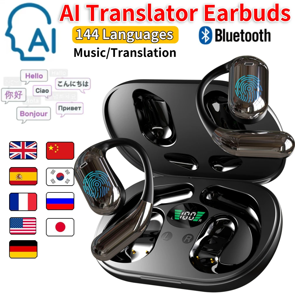 Translation Earphones with Real-Time Translation in 144 Languages for Travelers and Professionals