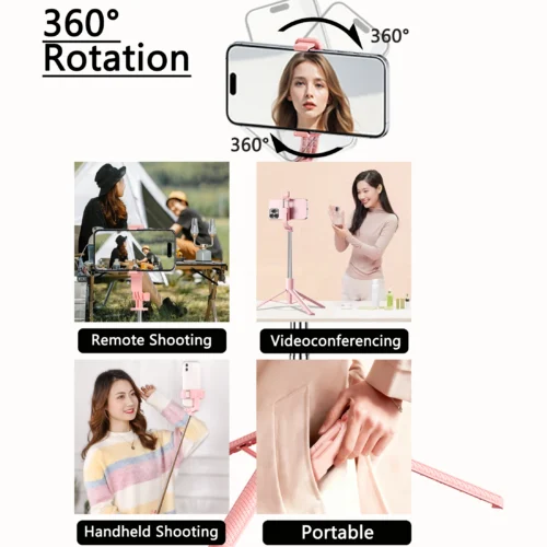 Alternative view of Extendable Aluminum Selfie Stick Tripod, Fill Light & Bluetooth-compatible Remote, Compatible with iPhone/android, for Travel