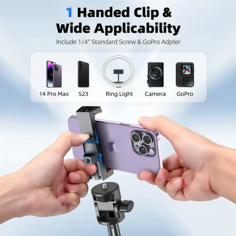 3-in-1 Bluetooth Selfie Stick Tripod with Remote for iPhone Samsung GoPro DJI Insta360 Extendable Portable Vlogging Stand - Image 5