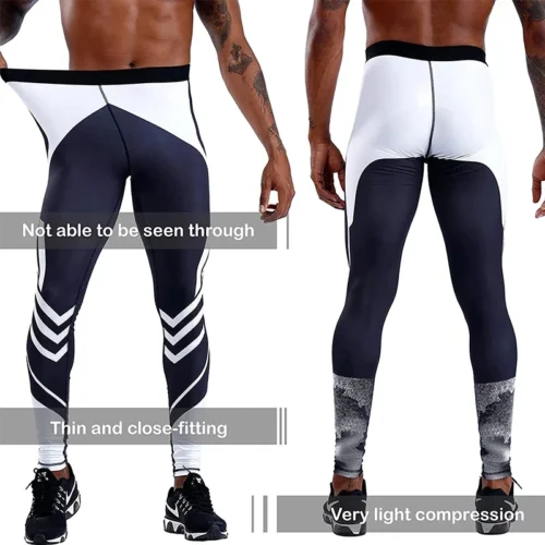 Alternative view of Men's Running Leggings Sportswear Quick Dry Gym Fitness Tights Workout Training Jogging Sports Trousers Compression Sport Pants