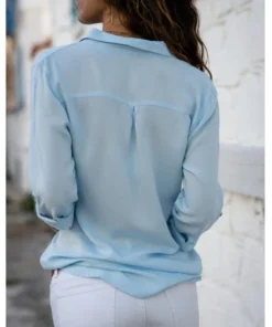 Alternative view of Autumn Shirt Women's Polo Collar Office Lady blouse Vintage Shirt Loose Button Up Down Shirts Fashion Tops