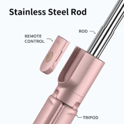 Alternative view of Wireless Selfie Stick Tripod with Detachable Remote for Mobile Phones