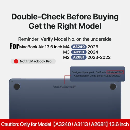 Alternative view of Matte Laptop Protective Hard Cover For M4 New MacBook Air 13 inch Case 2025-2022 Release M3 M2 Model A3240 A3113 A2681