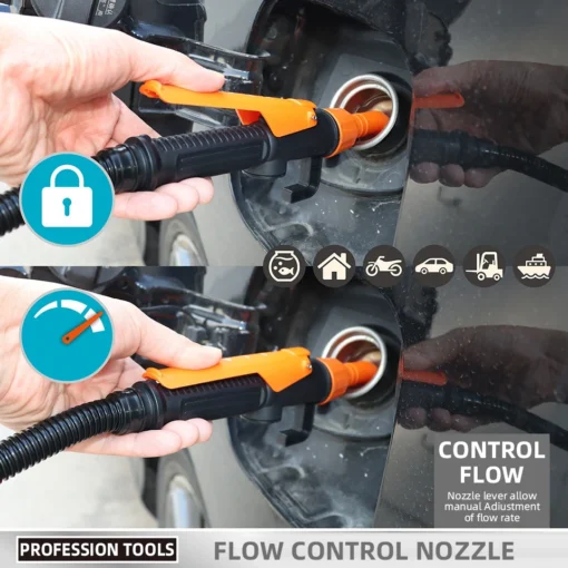 Portable Electric Fuel Transfer Pump with Hose for 12V Battery Use - Image 3