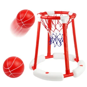 Floating Pool Basketball Game with Durable Hoop and Ball for Family Fun - Red