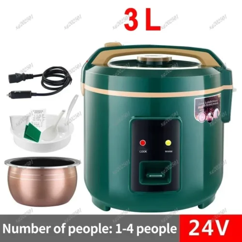 24V Truck Rice Cooker - 3L Large Capacity 200W Portable Electric Food Warmer for Lorry