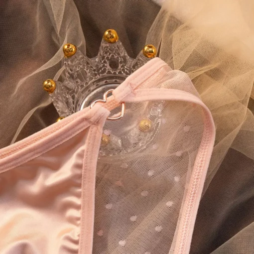 Cotton Mid Waist Briefs with Lace Trim and Dot Print for Women - Image 5