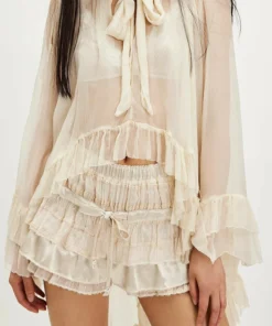 Womens Layered Frilly Ruffle Micro Lolita Bloomers Y2k Low Rise Satin Shorts Lace Fluffy Boxer Mini Boyshorts Panties