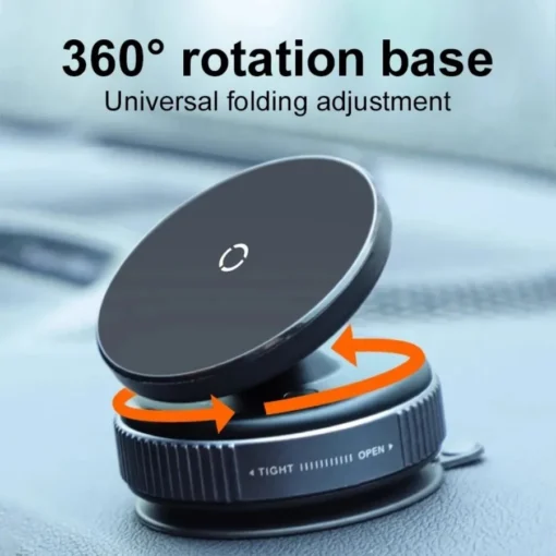 Car Phone Holder with Magnetic Vacuum Mount and 360° Rotation for Secure Viewing - Image 2