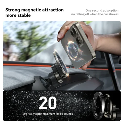 Tesla Car Phone Holder with Magnetic Mount for Model 3 and Model Y, 360-Degree Rotatable - Image 4