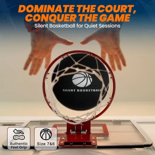 Black Silent Basketball with Fabric Cover for Noiseless Indoor Dribble Training for Adults and Children - Image 6