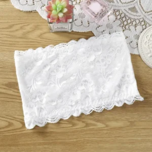 Strapless Lace Crop Top Bra with Seamless Construction for Women - White, M