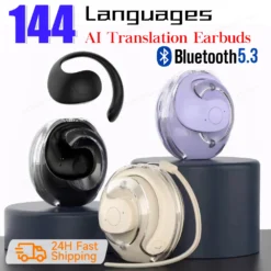 Alternative view of Wireless Bluetooth Earphones with Real-time Translation for Travel and Business in 144 Languages