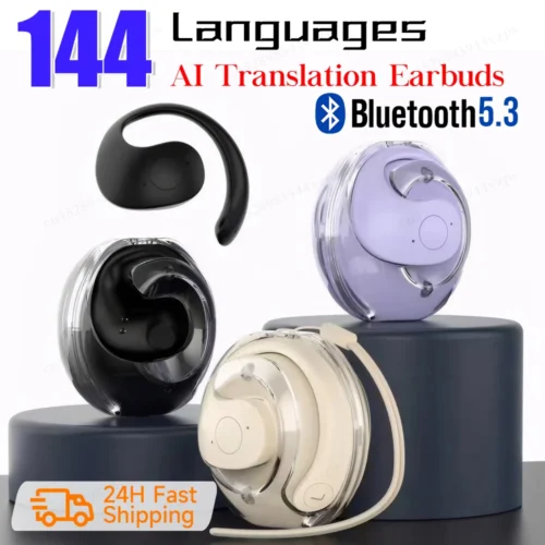 Alternative view of AI Real-time Language Translation Earphones Wireless BT 144 Languages Ear Hanging Headphone Translator for Travel Business
