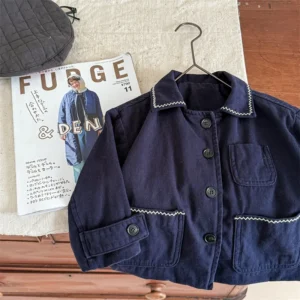 Cotton Casual Coat with Simple Design for Kids