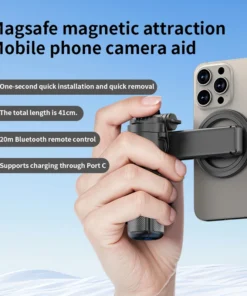 Magnetic Phone Holder 360° Rotation Pocket Selfie Stick With Bluetooth Remote Adjustable Desktop Stand for Live Streaming