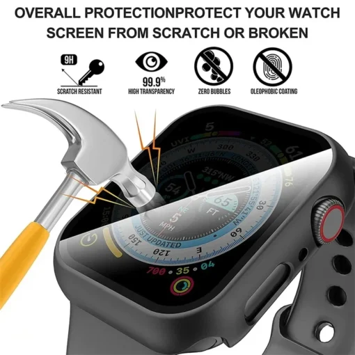 Glass Screen Protector for Apple Watch Case 46mm 44mm 40mm 41mm 45mm 49mm 42mm by iWatch Series 9 8 7 6 SE 5 10 - Image 3