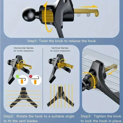 Car Phone Holder with 17mm Ball Head for Air Vent Mounting in Most Vehicles - Image 6